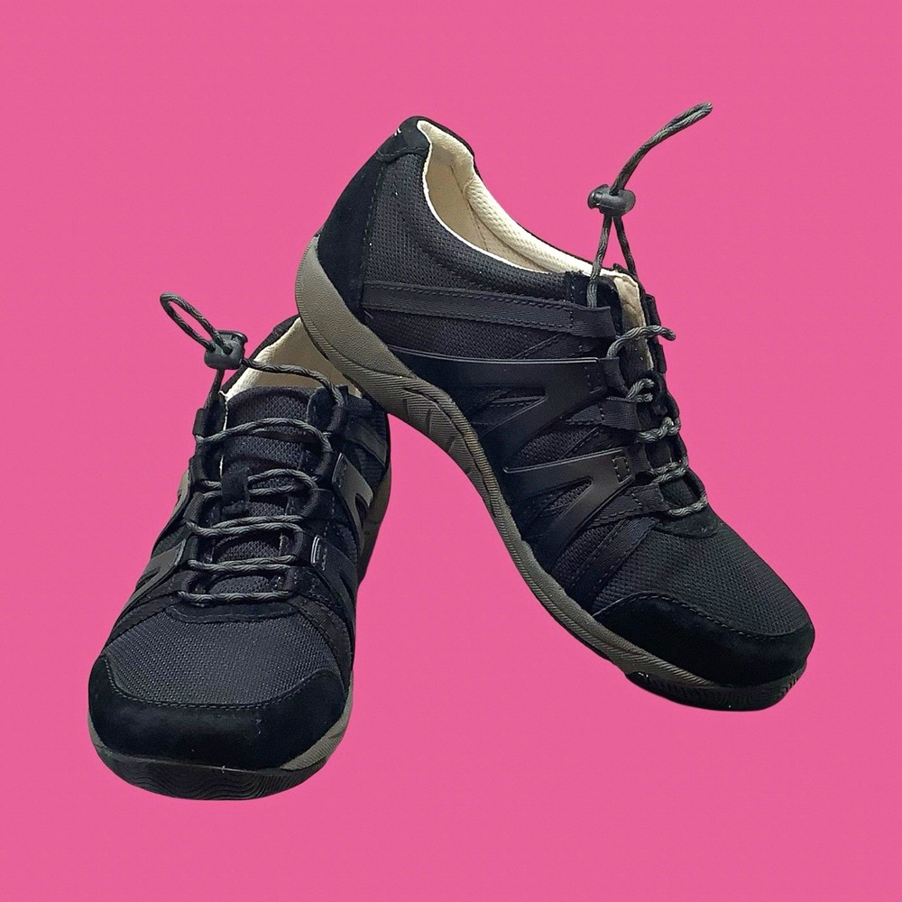 Dansko Womens Henrietta Suede Black Suede & Fabric Low Top Sneaker Comfort w/Box
